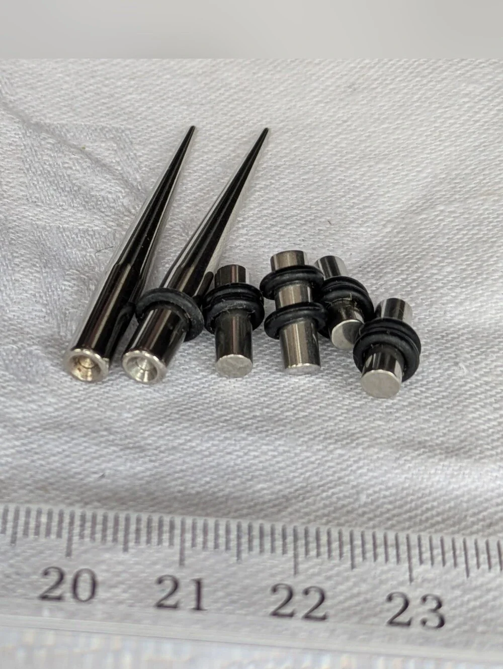 Black Stainless Steel and Acrylic Ear Taper and Plug Set - Body Jewelry Lot